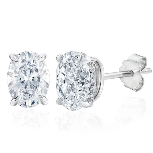 4 Karat Oval Moissanit Ohrstecker 925 Sterling Silber VVS D Farbe GRA