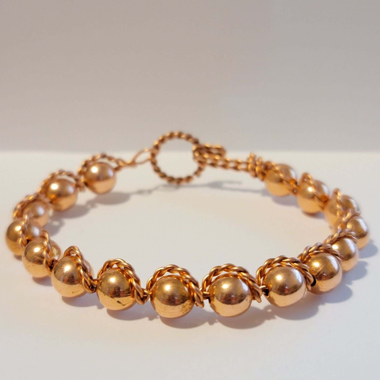 Handmade Twisted Copper Wire Bead Bracelet – Rustic Boho Jewelry