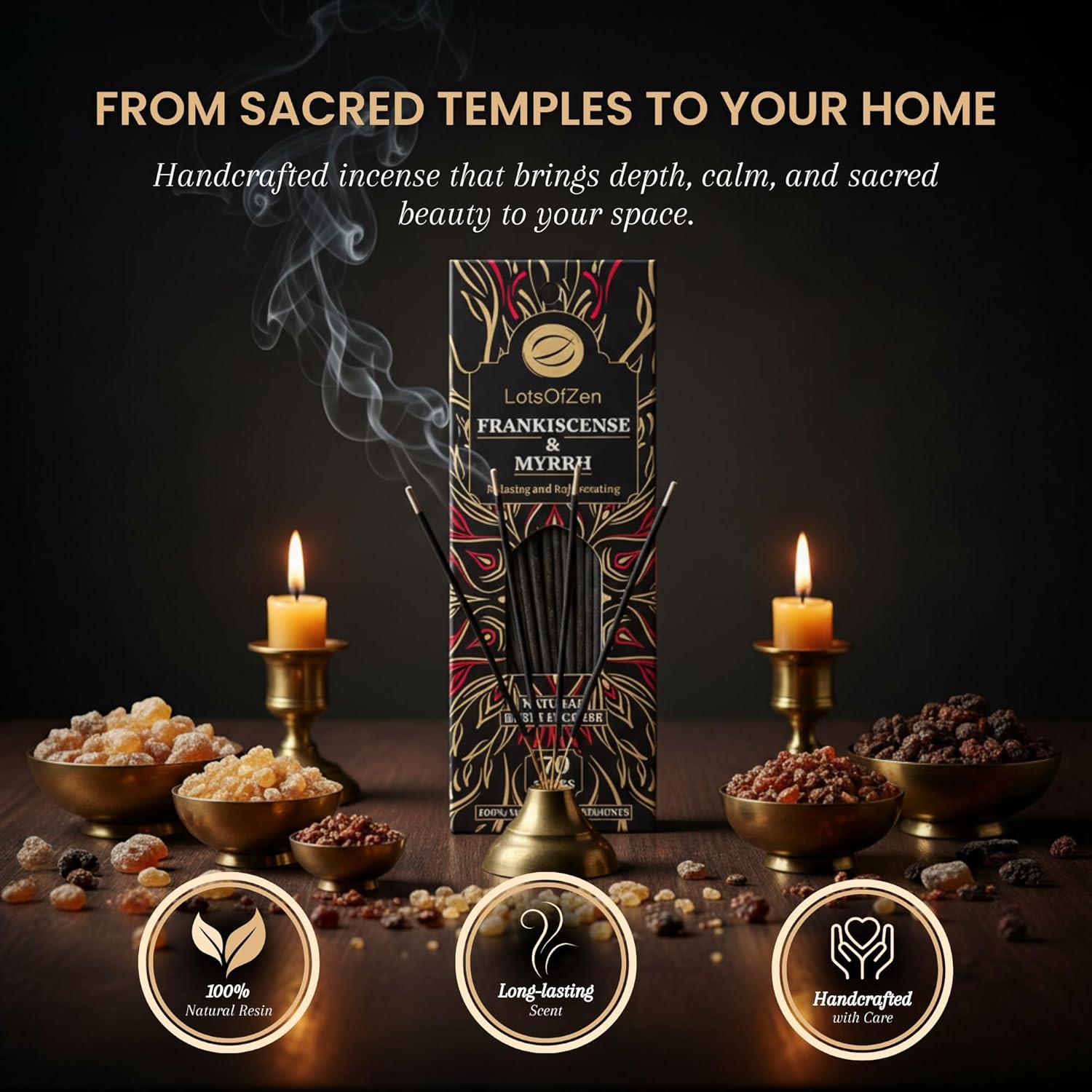 Bâtonnets d'encens de Frankincense et Myrrh (70 unités)