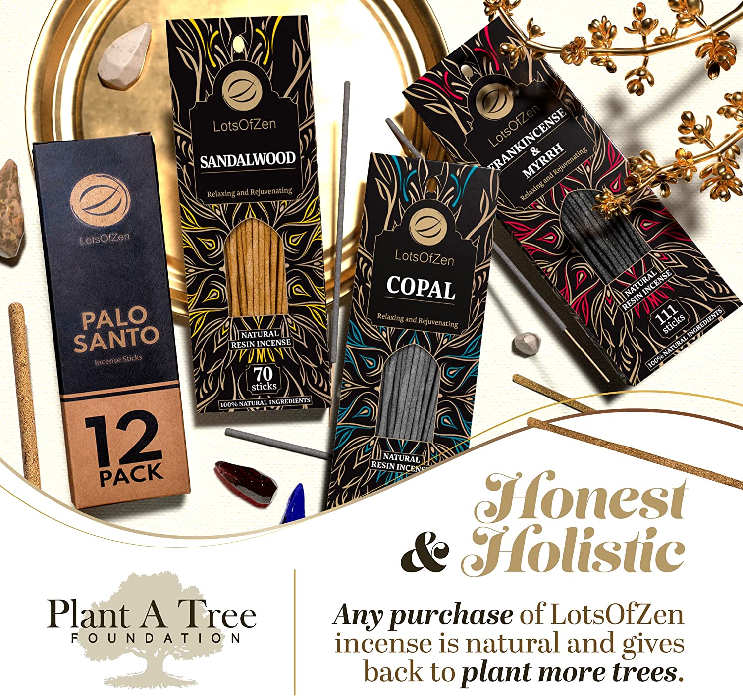 Bâtons d'encens au bois de santal (lot de 70)