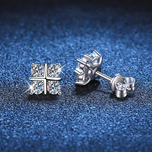 925er Sterlingsilber 0,8 Karat x2 Moissanit Ohrstecker 1,6 Karat Gesamt Klassischer Luxus