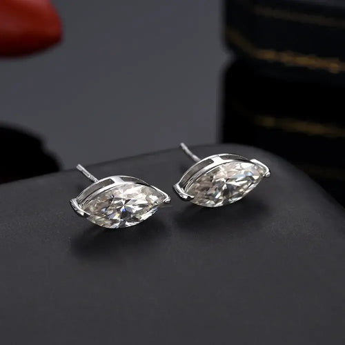 925 Sterling Silber 1 Karat Marquise Moissanit Ohrstecker Unisex Paar