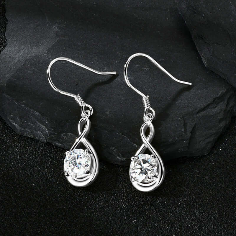 Boucles d'oreilles goutte en argent sterling 925 avec moissanite ronde 1 carat, style classique décontracté