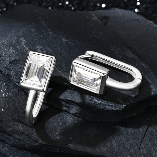 925 Sterlingsilber 2x1ct rechteckige Moissanit-Ohrstecker Unisex