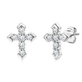 Boucles d'oreilles clous flèche croix en argent sterling 925 et moissanite pour hommes et femmes