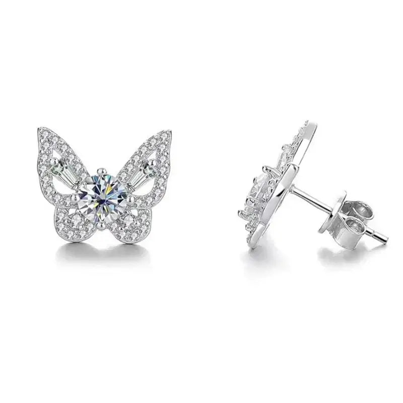 925 Sterling Silver Moissanite Butterfly Stud Earrings Romantic Gift For Women