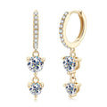 Boucles d'oreilles créoles pendantes en argent sterling 925 et moissanite pour femmes - Fête de mariage