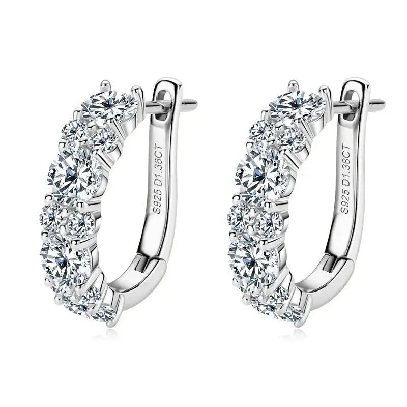 Boucles d'oreilles créoles en argent sterling 925 avec moissanite, couleur D, 2,76 carats au total, mariage étincelant