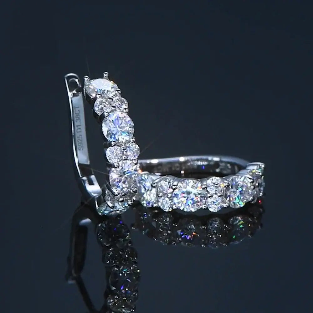 Boucles d'oreilles créoles en argent sterling 925 avec moissanite, couleur D, 2,76 carats au total, mariage étincelant
