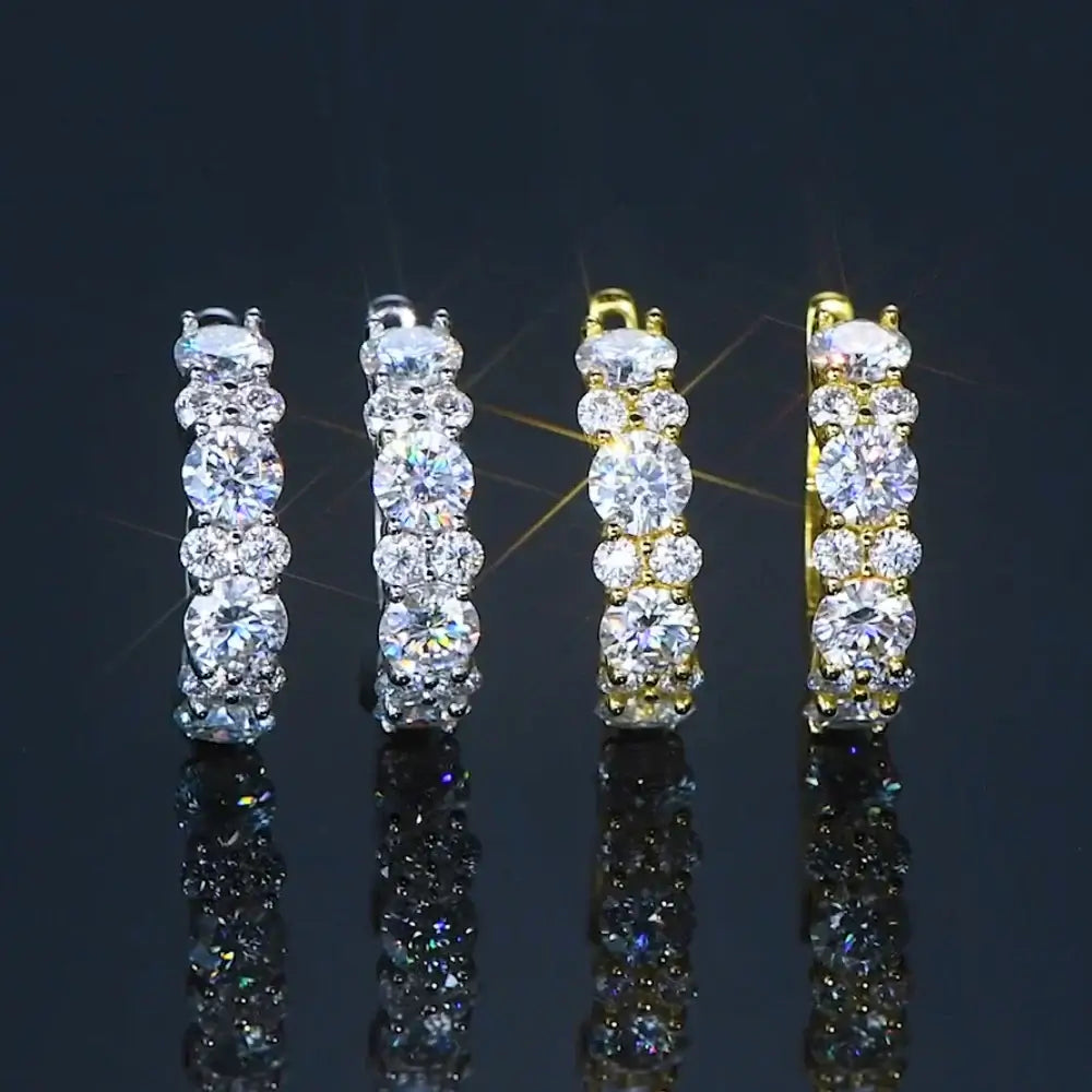 Boucles d'oreilles créoles en argent sterling 925 avec moissanite, couleur D, 2,76 carats au total, mariage étincelant
