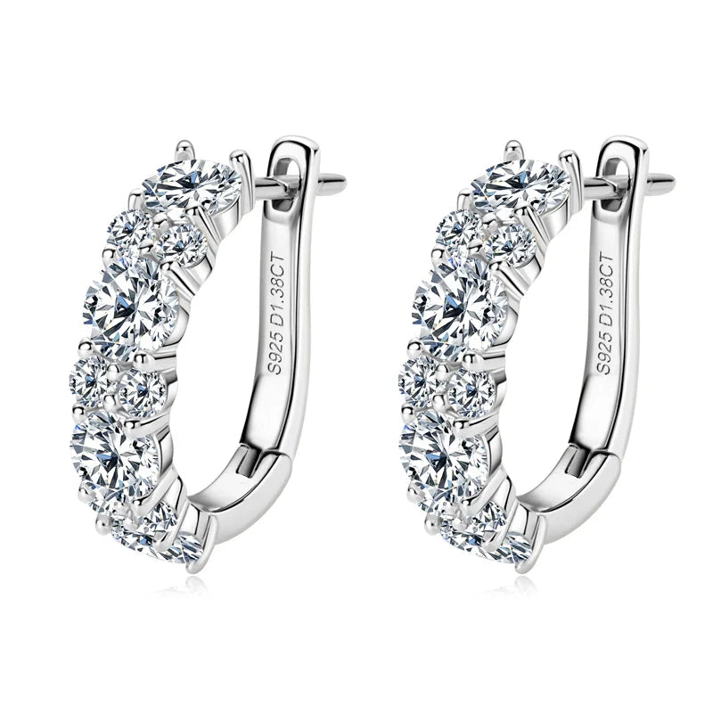 Boucles d'oreilles créoles en argent sterling 925 avec moissanite, couleur D, 2,76 carats au total, mariage étincelant