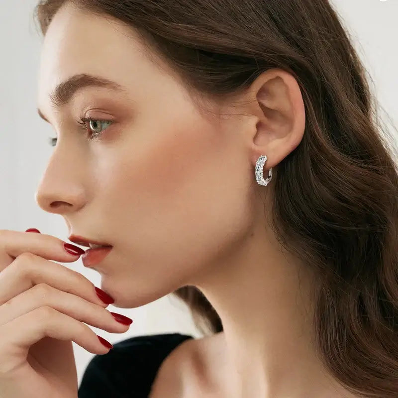 Boucles d'oreilles créoles en argent sterling 925 avec moissanite, couleur D, 2,76 carats au total, mariage étincelant