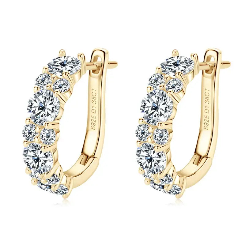 925 Sterling Silber Moissanit Creolen D Farbe 2.76CTW Funkelnde Hochzeit