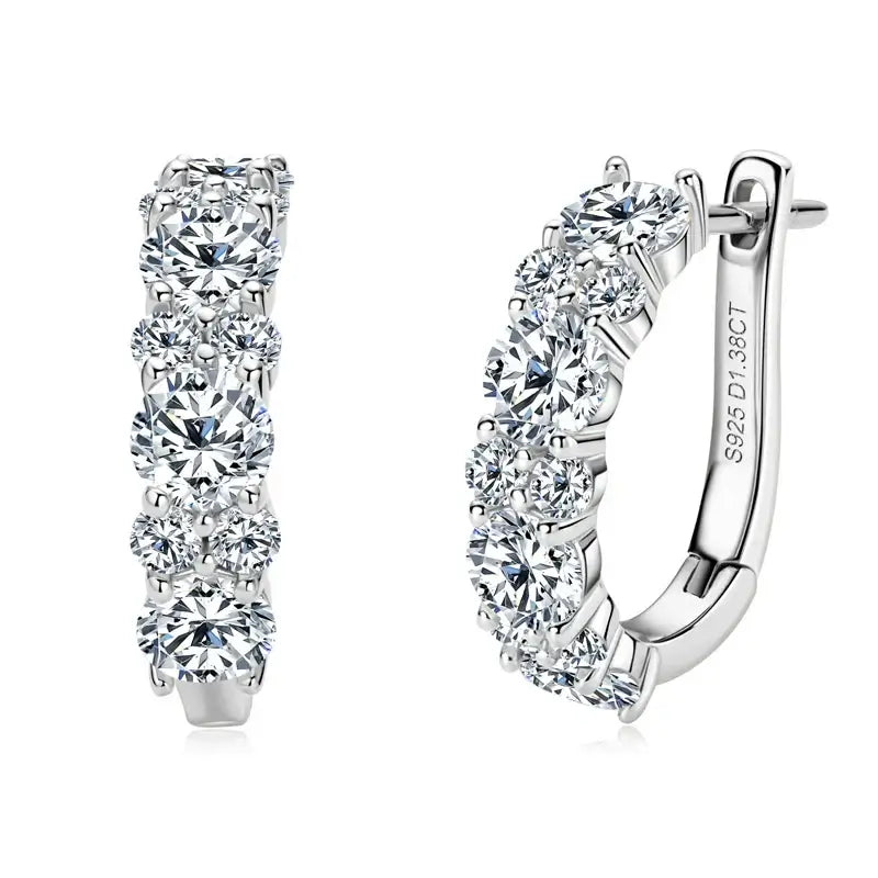 Boucles d'oreilles créoles en argent sterling 925 avec moissanite, couleur D, 2,76 carats au total, mariage étincelant