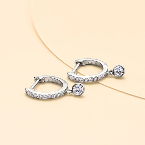 925 Sterling Silber Moissanit Huggie Creolen 3mm Lünettenfassung