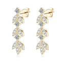 Boucles d'oreilles pendantes en argent sterling 925 et moissanite en forme de feuille pour femmes, hypoallergéniques, cadeau
