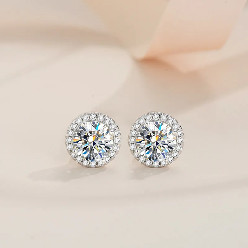 Boucles d'oreilles clous unisexe en argent sterling 925 et moissanite 0,5/1 carat rondes à vis