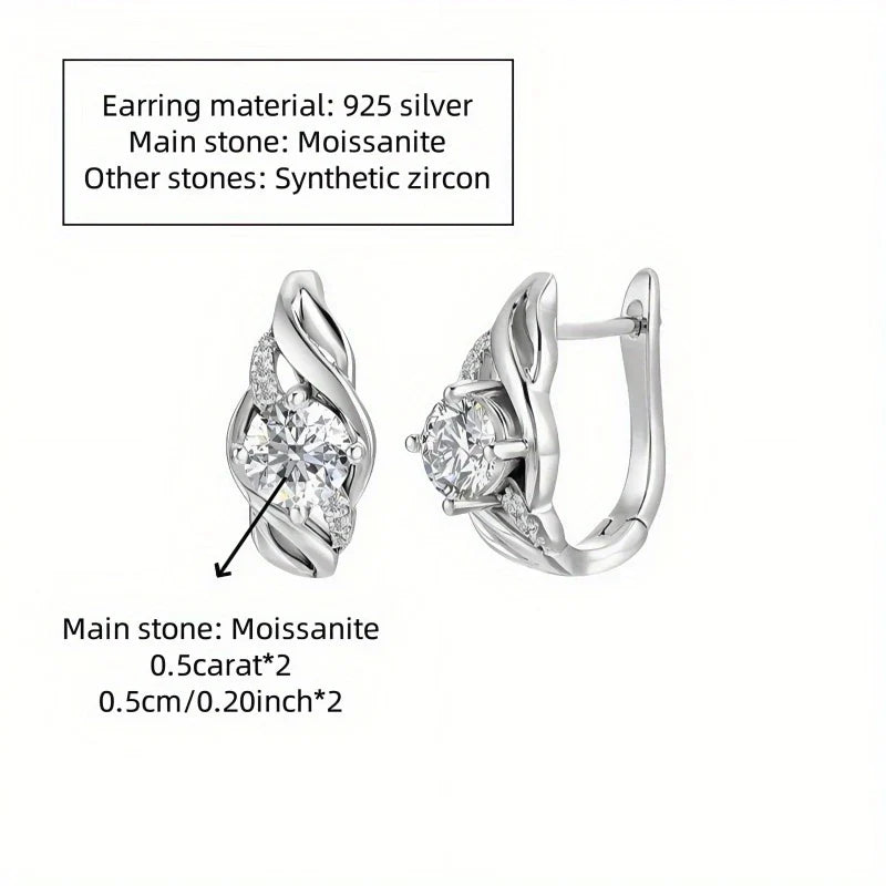 Clous d'oreilles en argent sterling 925 et moissanite 0,5 carat pour couples femmes hommes