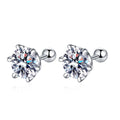 Boucles d'oreilles clous en argent sterling 925 avec moissanite 0,5-1 carat la paire, monture à 6 griffes et fermoir à vis