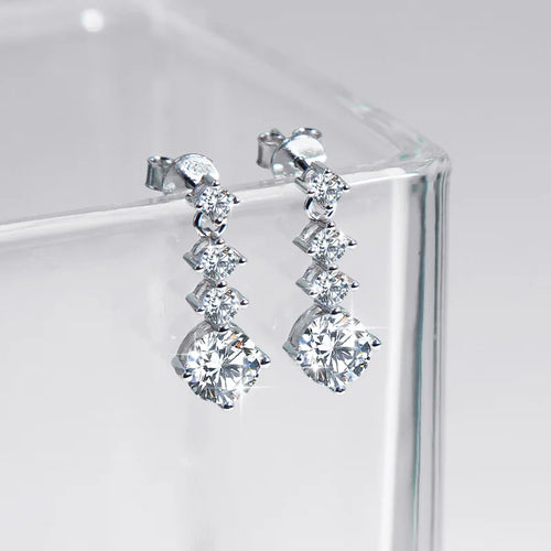 925 Sterlingsilber Moissanit-Ohrstecker 2,6 Karat Klassisch Schlichter Luxus