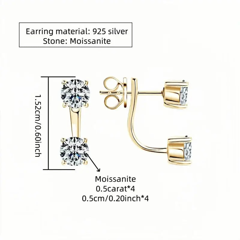 925 Sterling Silver 1ct Moissanite Stud Earrings Unisex Casual Daily