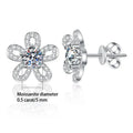 Boucles d'oreilles clous en argent sterling 925 avec moissanite 0,5 ct x2 motif fleur à cinq pétales