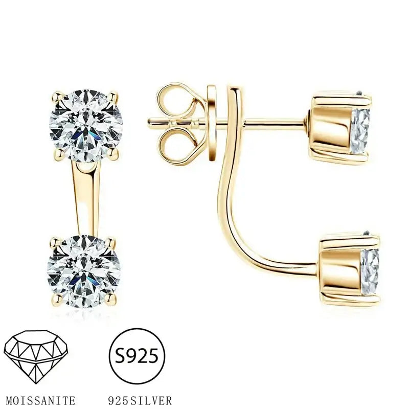 Ohrstecker aus 925er Sterlingsilber mit 1 Karat Moissanit, Unisex, lässig, für jeden Tag
