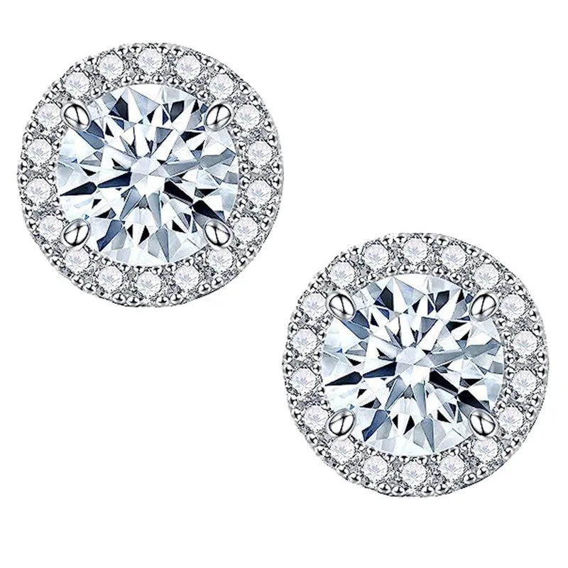 Boucles d'oreilles clous unisexe en argent sterling 925 et moissanite 0,5/1 carat rondes à vis