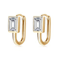 Boucles d'oreilles clous unisexe en argent sterling 925, moissanite rectangulaire 2x1 carat