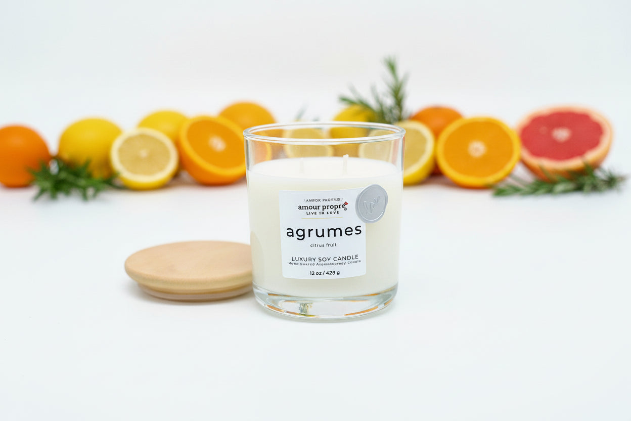 Agrumes Handgegossene Aromatherapie Luxussojakerze