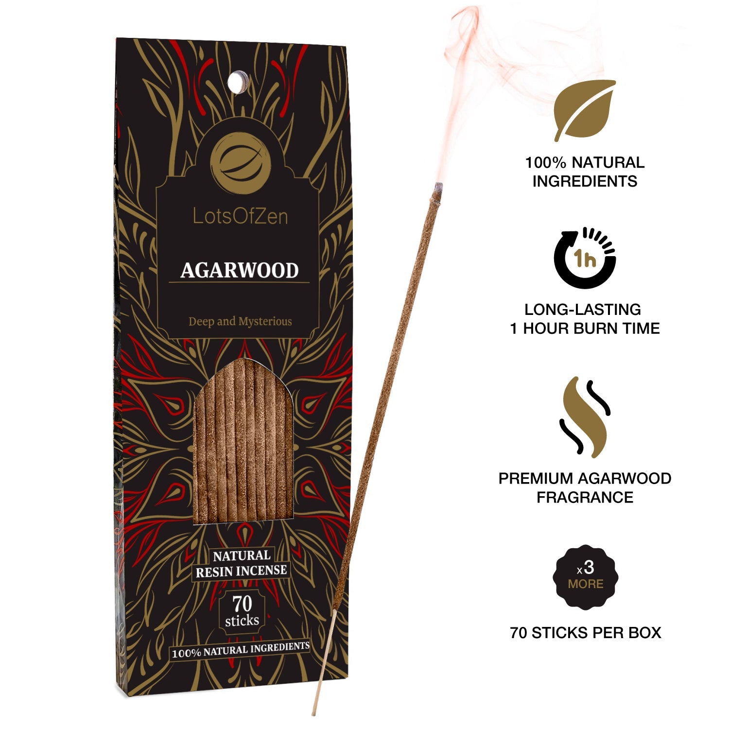 Bâtons d'encens au bois de santal (lot de 70)