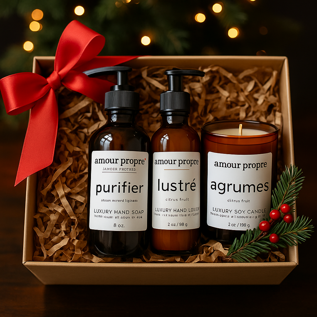 Amour Propre® LUX COLLECTION - Zitrus-Rosmarin Handseife, Handlotion, Sojakerze