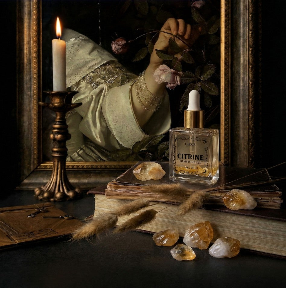 Huile Corps Citrine – Huile Rituelle Abondance & Éclat Cristallin