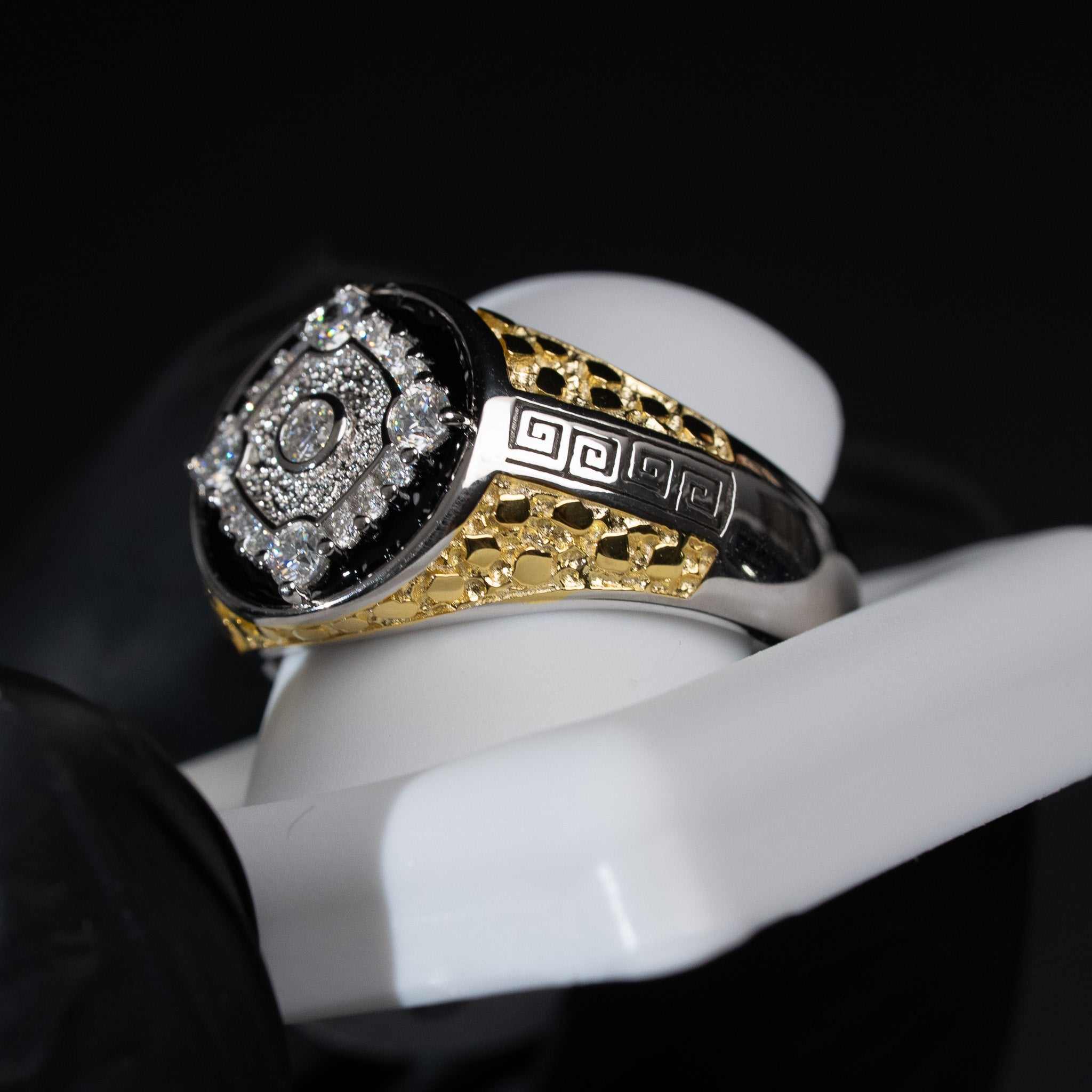Moissanite Two-Tone Nugget Watch Ring in 925 Sterling Silver
