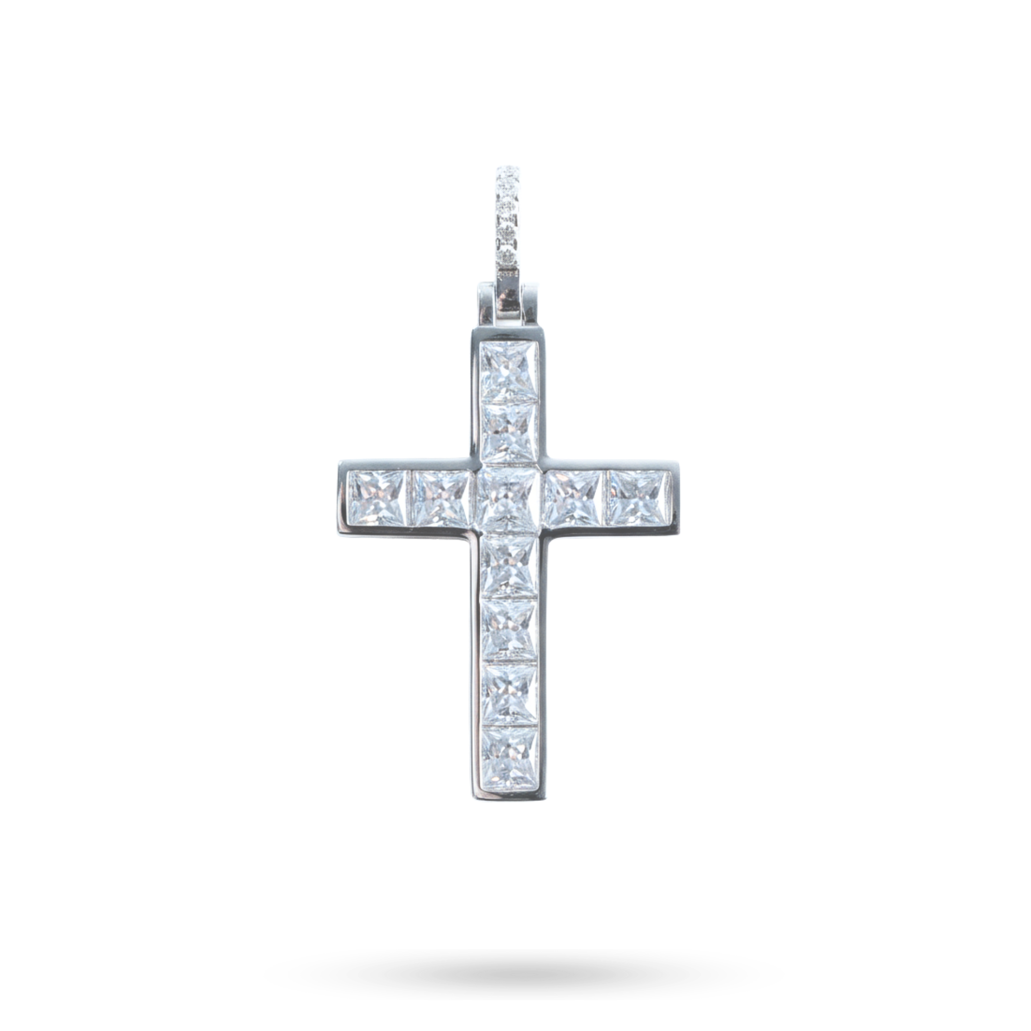 Moissanite 4.6 TCW Princess Cut Tennis Cross Pendant