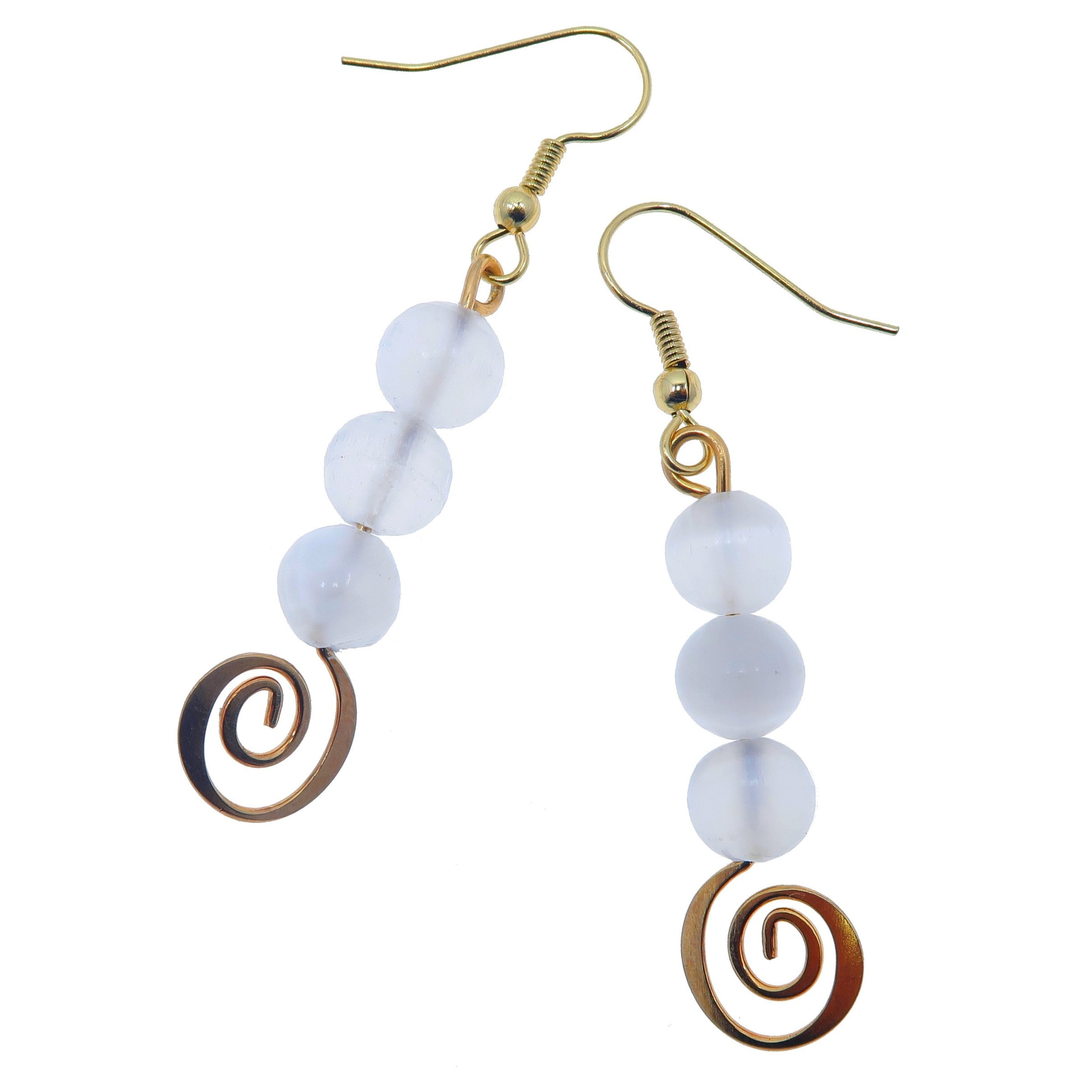 Selenite Earrings Mesmerizing Swirl Bliss White Gold