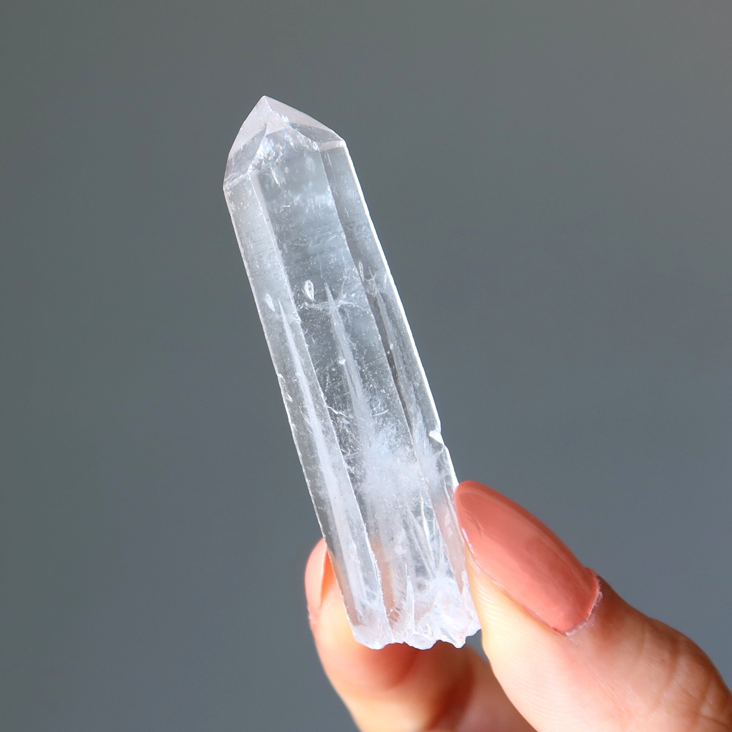 Pointe de cristal brut de quartz Lémurien Baguette Graine Ancienne
