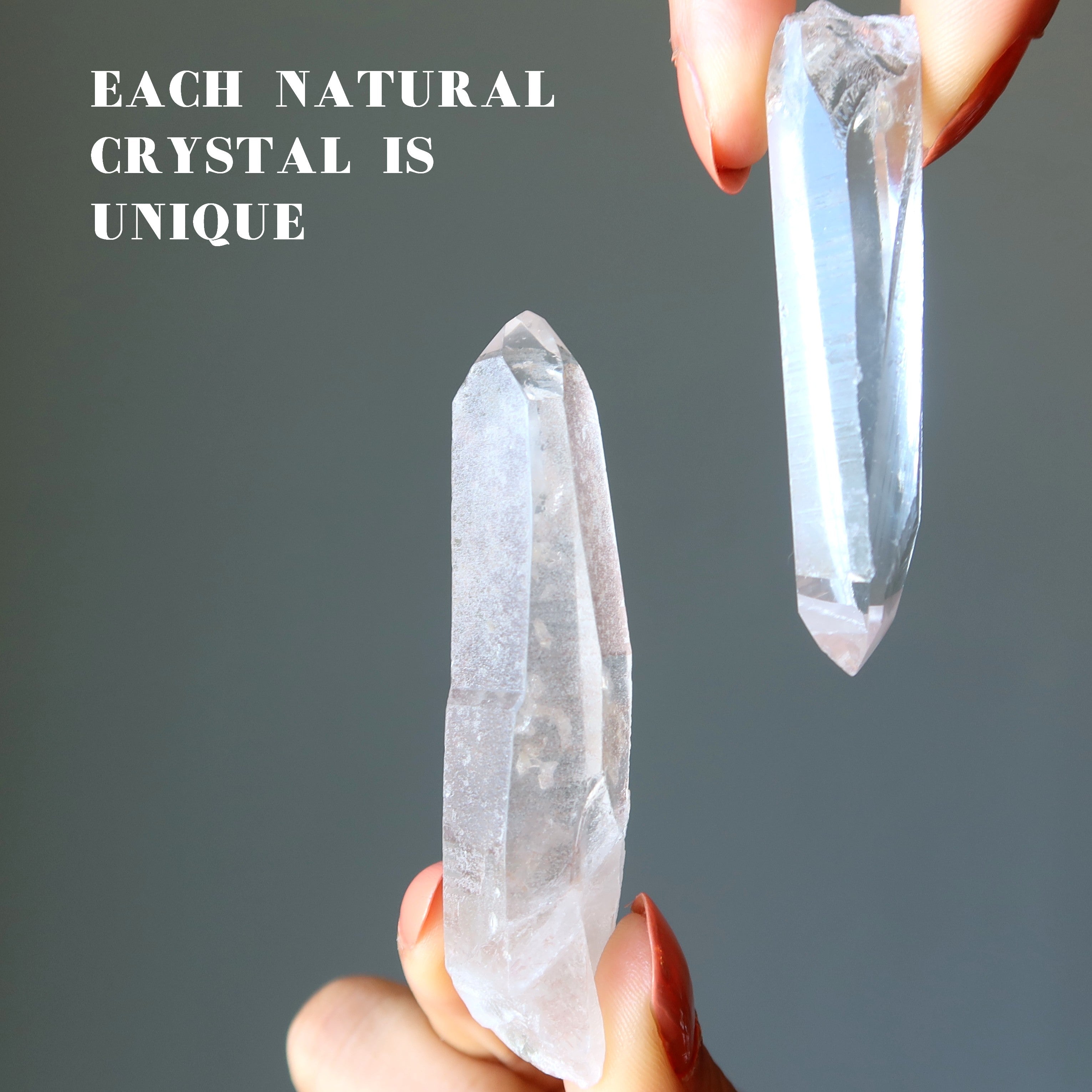 Pointe de cristal brut de quartz Lémurien Baguette Graine Ancienne