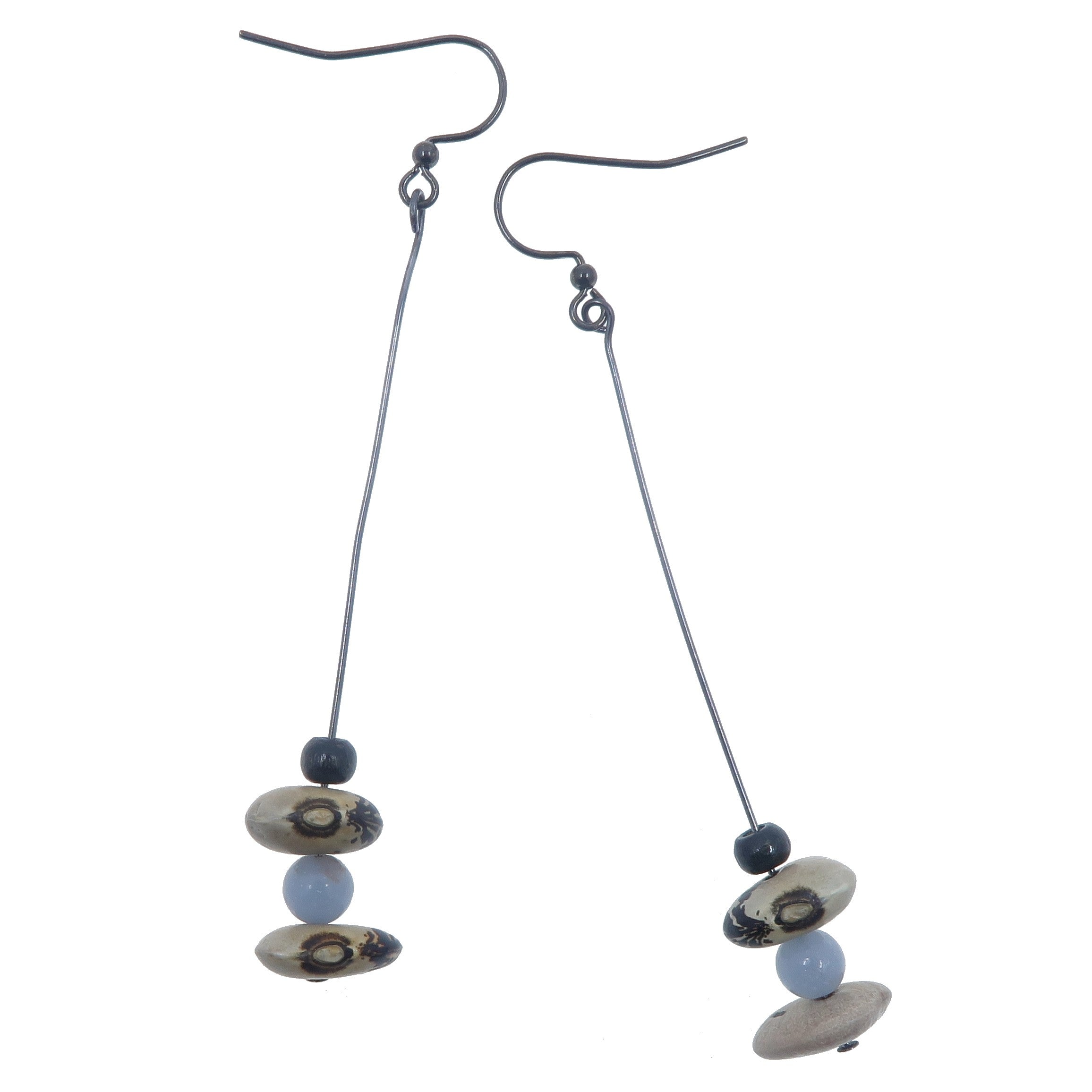 Angelite Earrings Eccentric Wood Hopi Bean