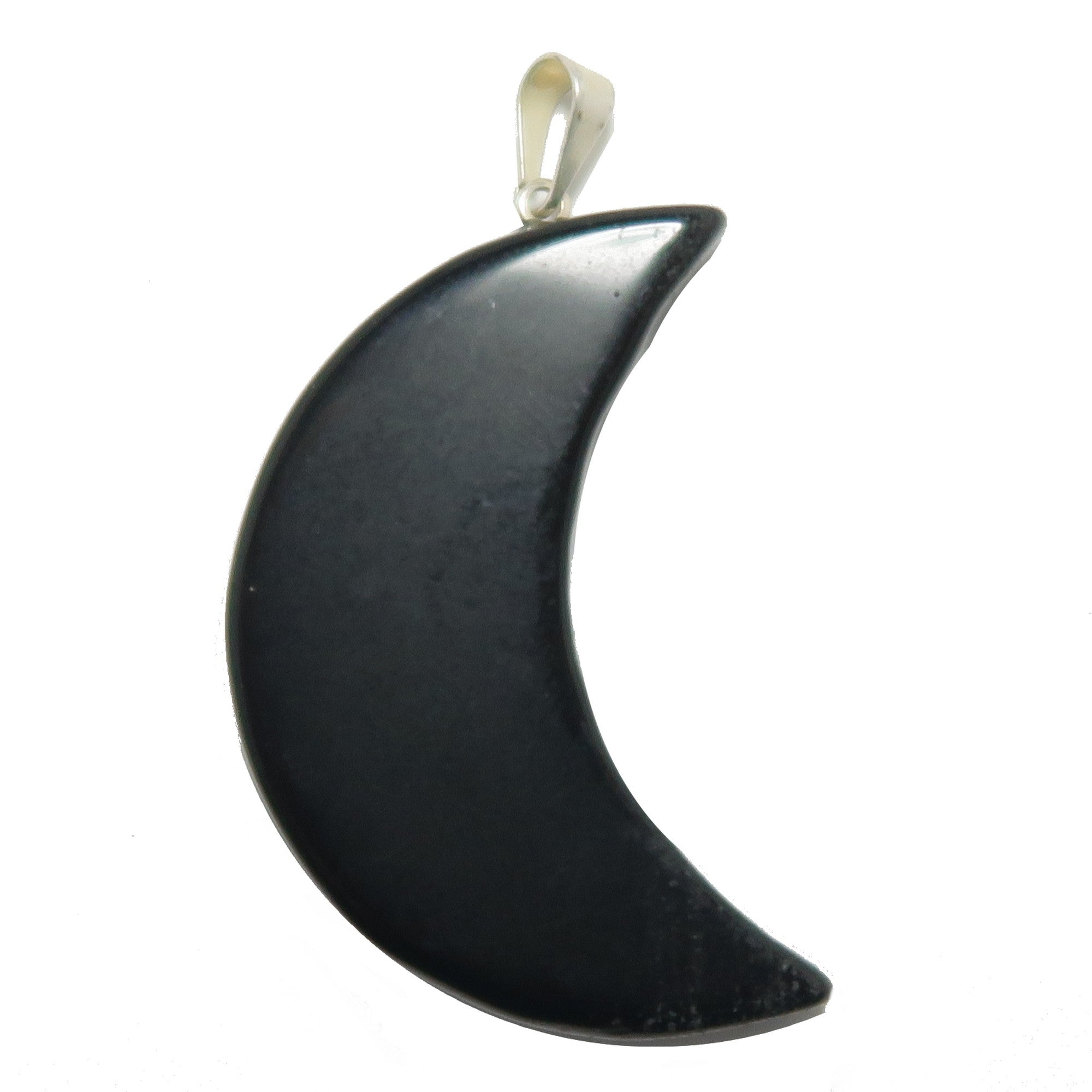 Schwarzer Obsidian Anhänger Halbmond Neumond Silber