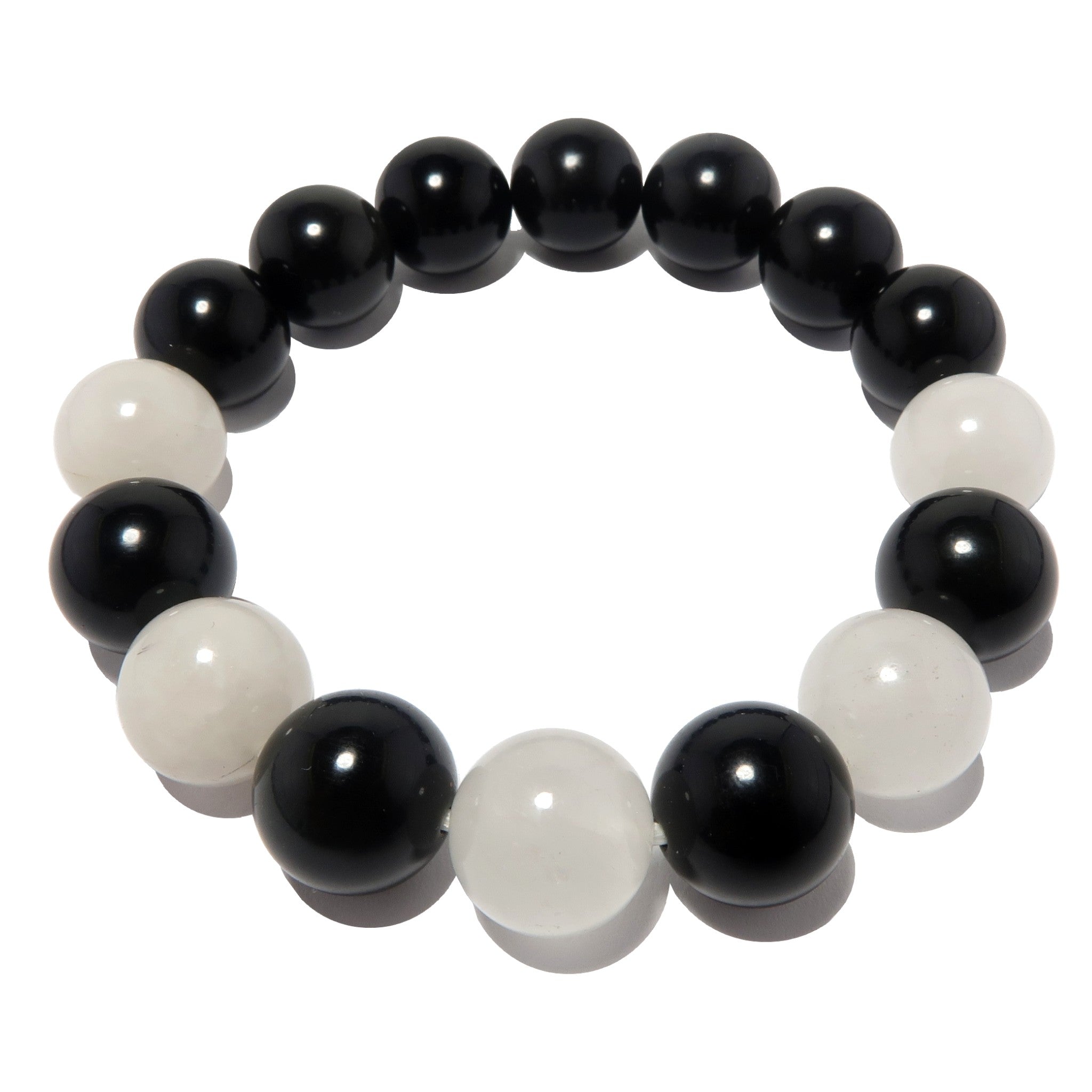 Black Obsidian Bracelet & Snow Quartz Yin Yang Protection