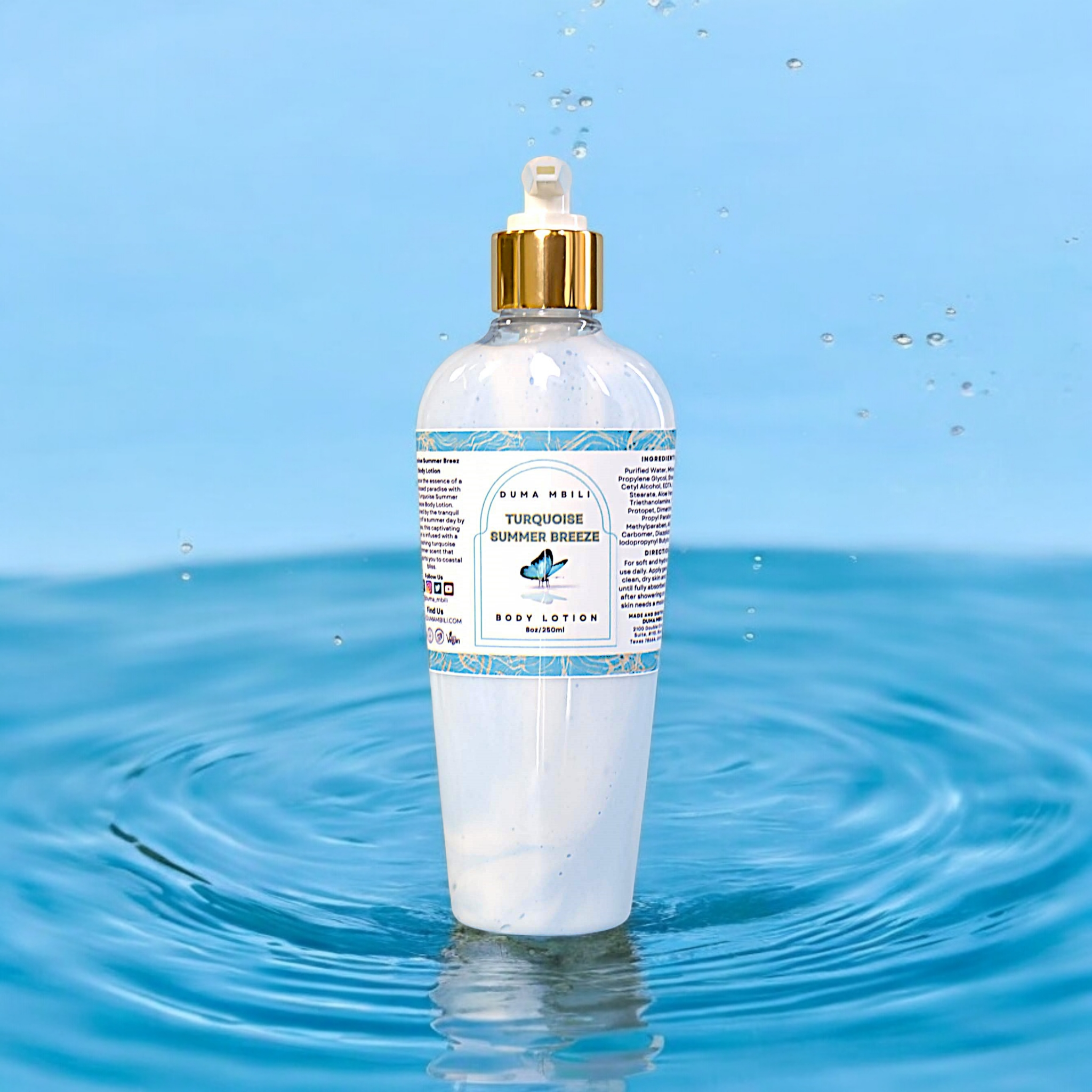 Lotion corporelle brise d'été turquoise
