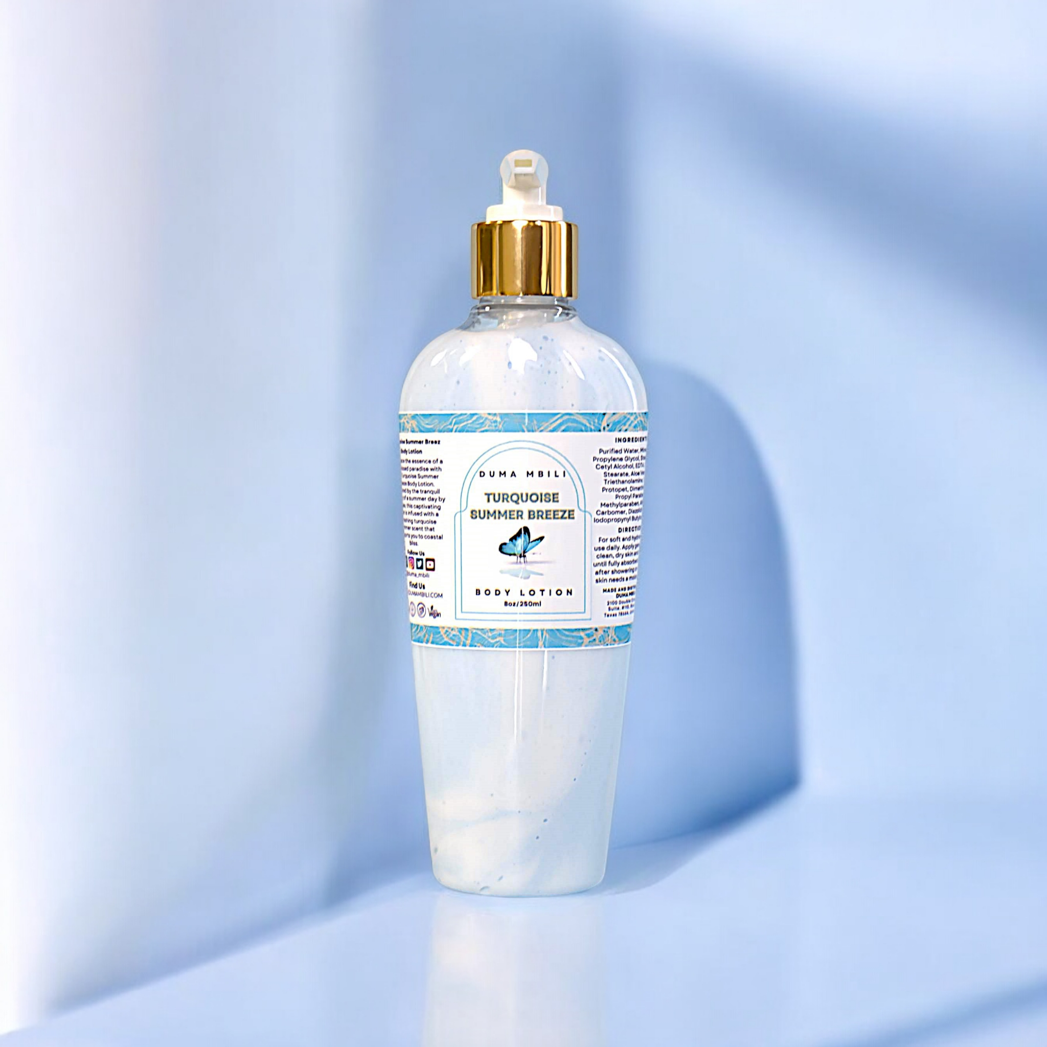 Lotion corporelle brise d'été turquoise