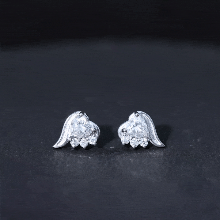 1 Carat Moissanite Heart Stud Earrings in Sterling Silver