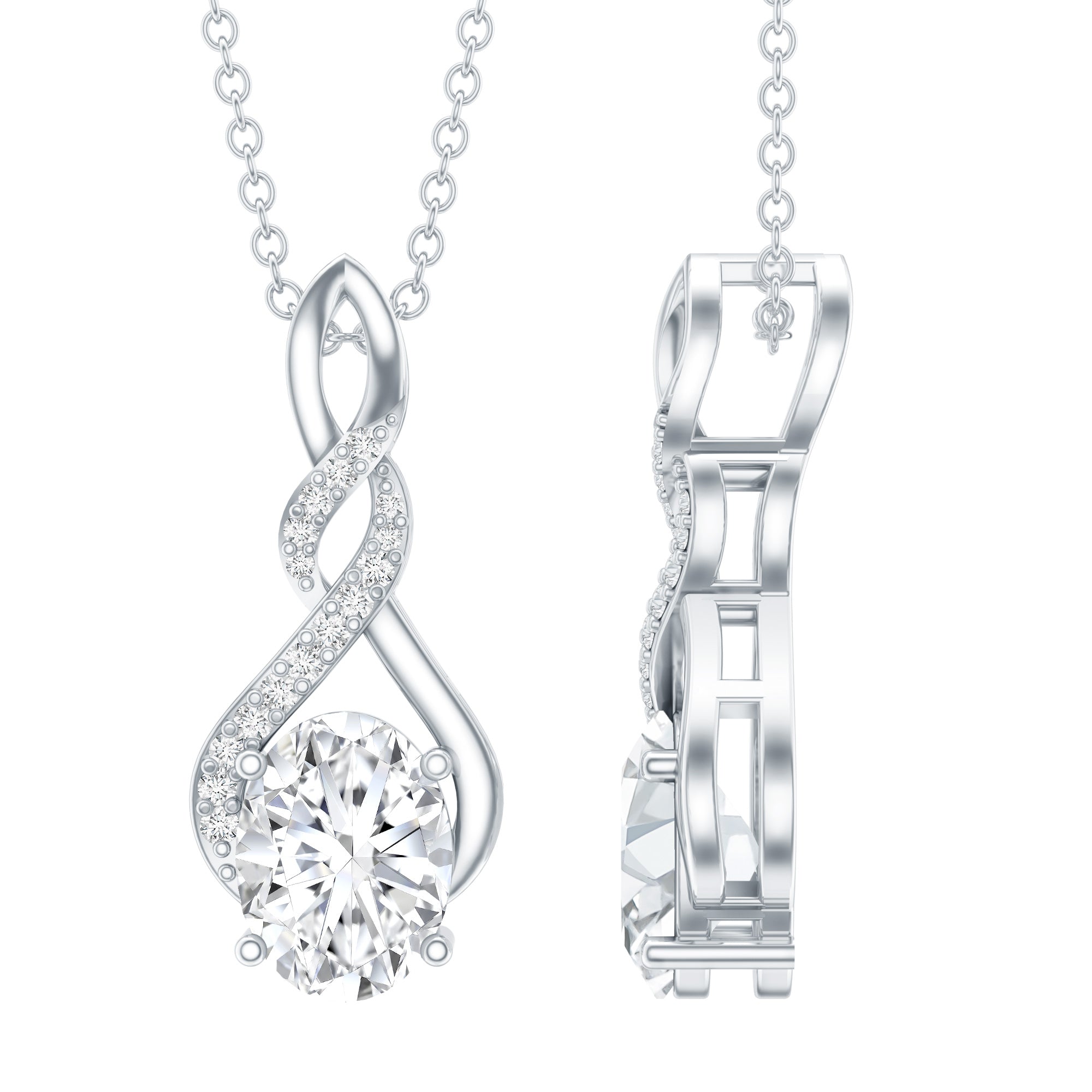 1.25 Carat Moissanite Infinity Necklace in Sterling Silver