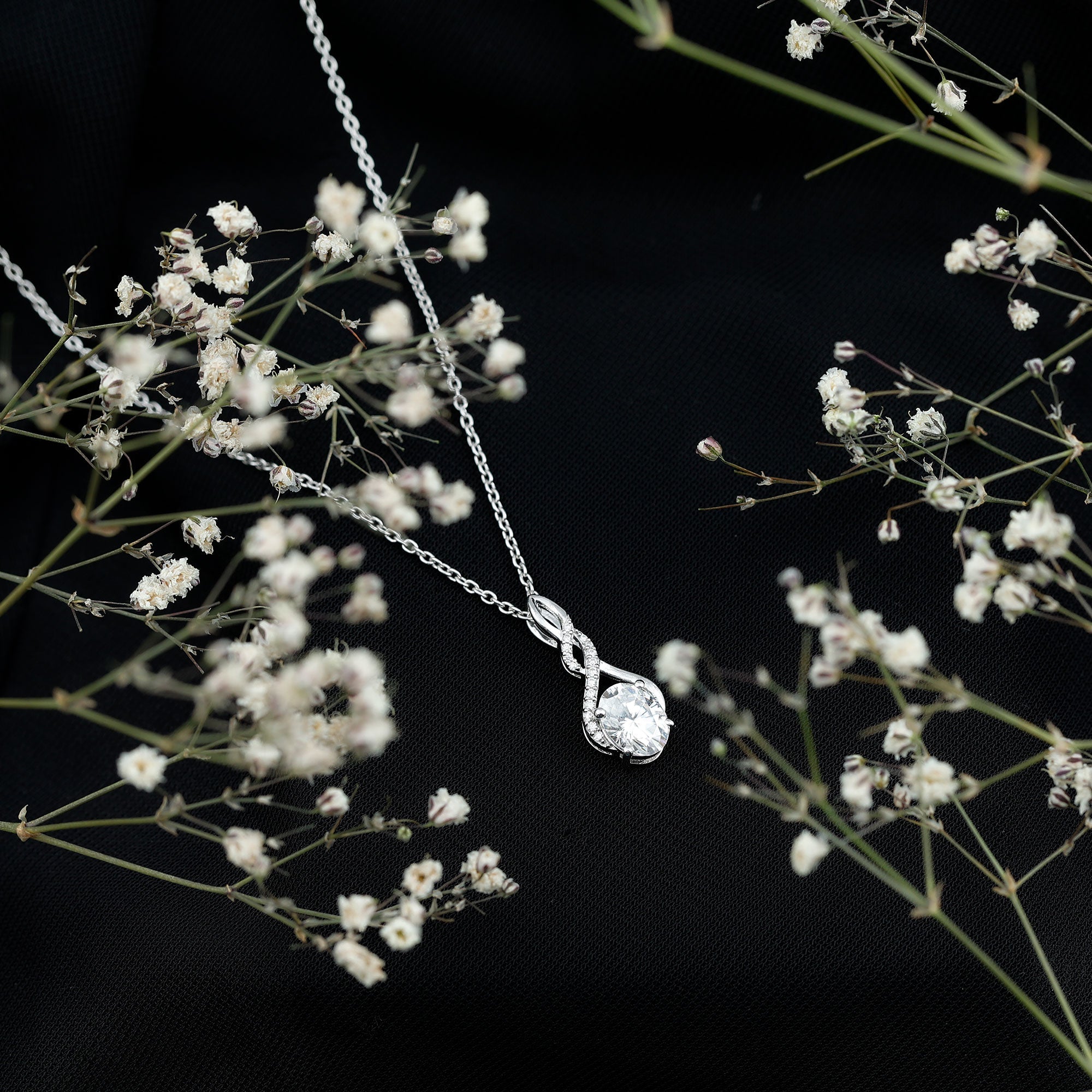 1.25 Carat Moissanite Infinity Necklace in Sterling Silver