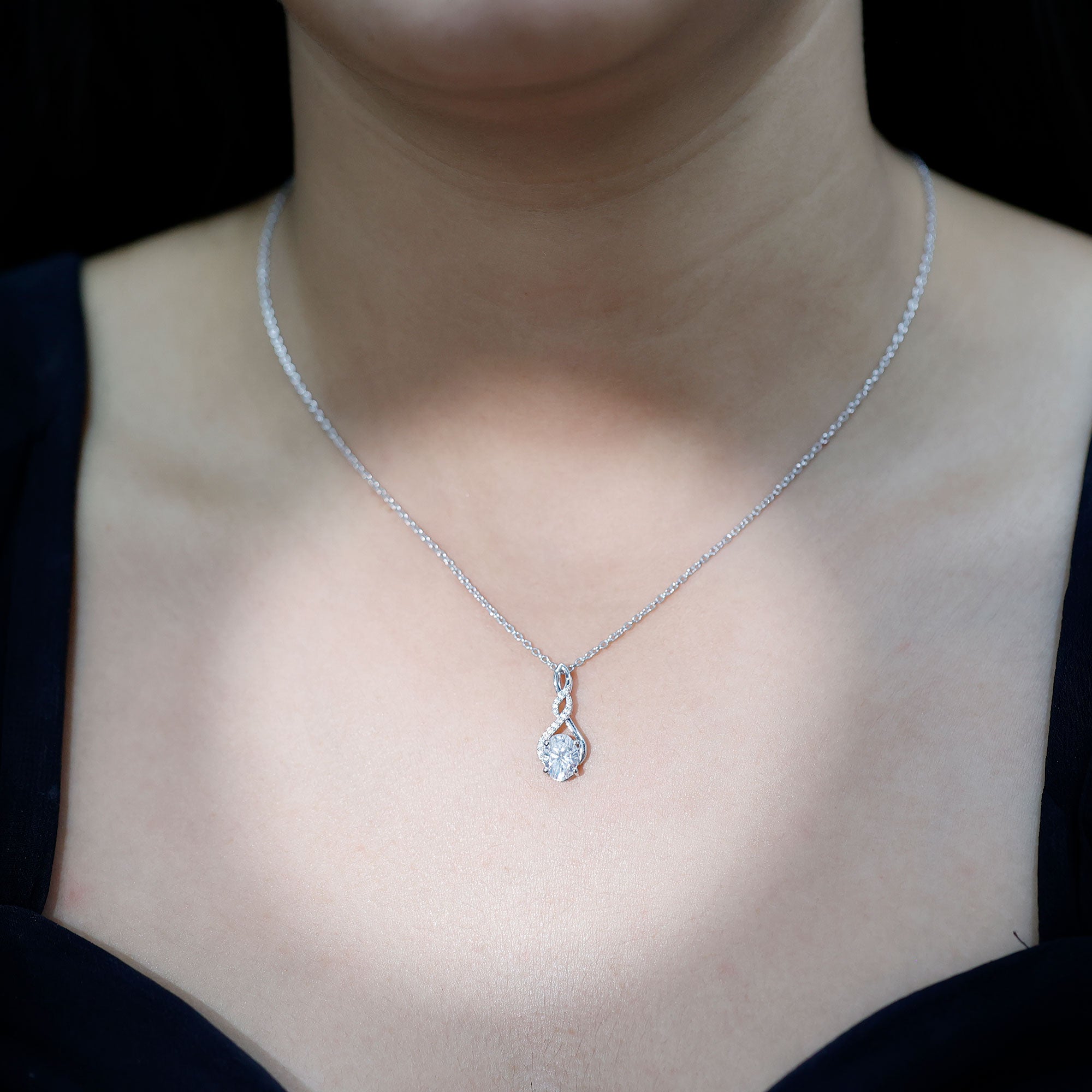 1.25 Carat Moissanite Infinity Necklace in Sterling Silver