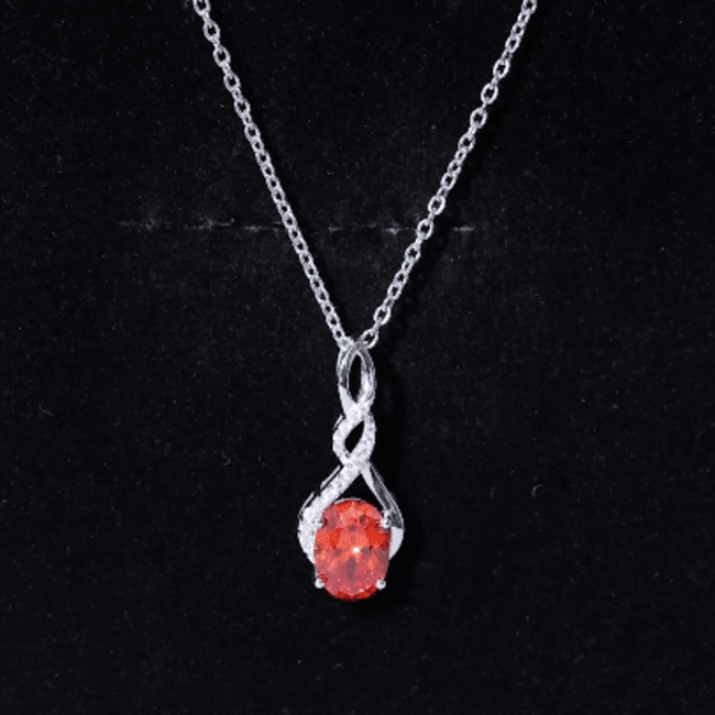 1.5 Carat Lab Grown Orange Sapphire Infinity Pendant Necklace with Moissanite