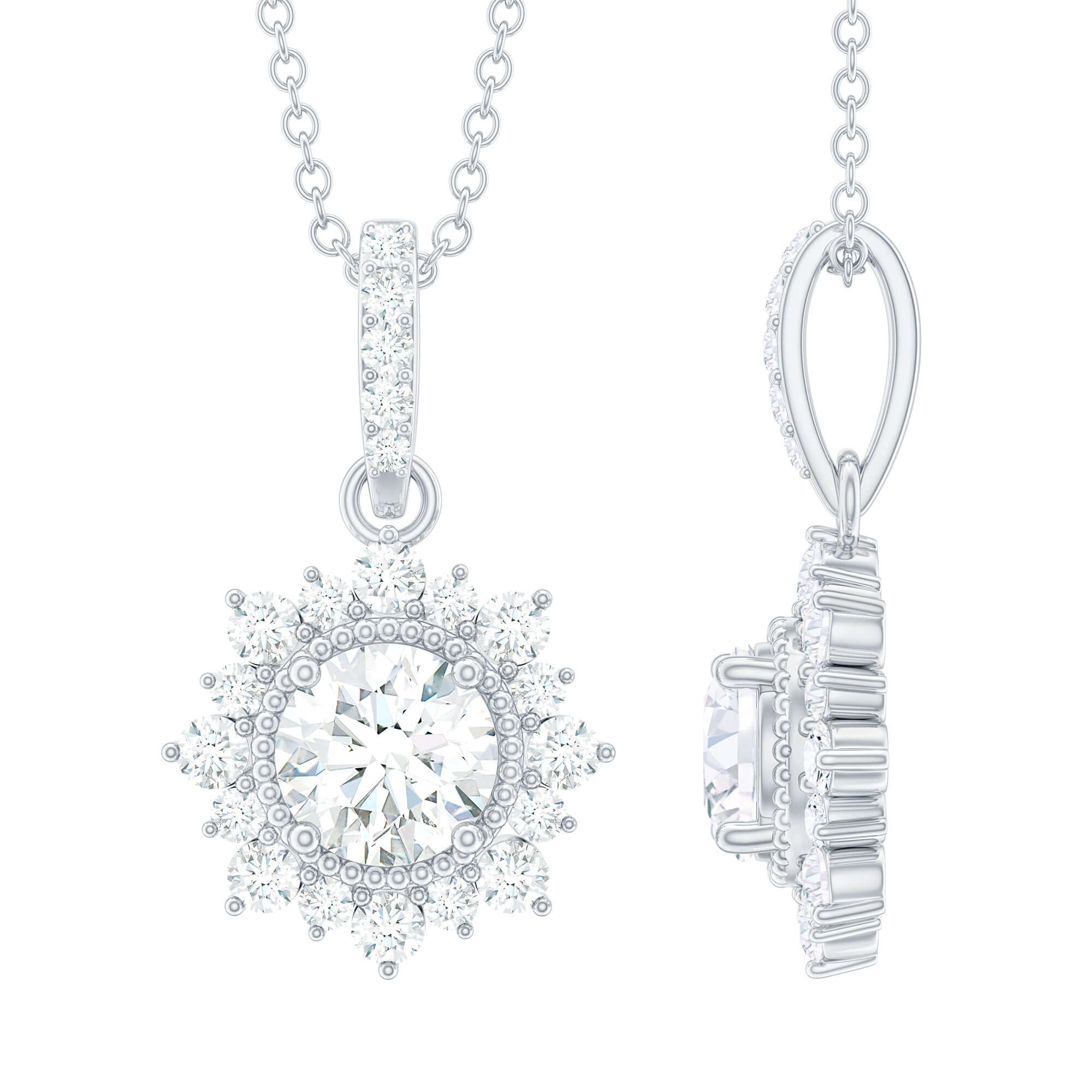 1 Carat Moissanite Vintage Inspired Necklace for Wedding