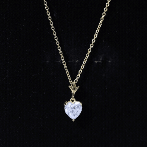 1.5 Carat Heart Shaped Moissanite Pendant With Gold Plated Silver Chain
